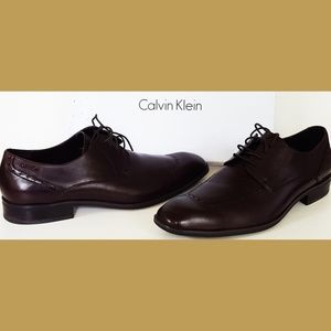 CALVIN KLEIN brown leather ELLIS CALF dress SHOES